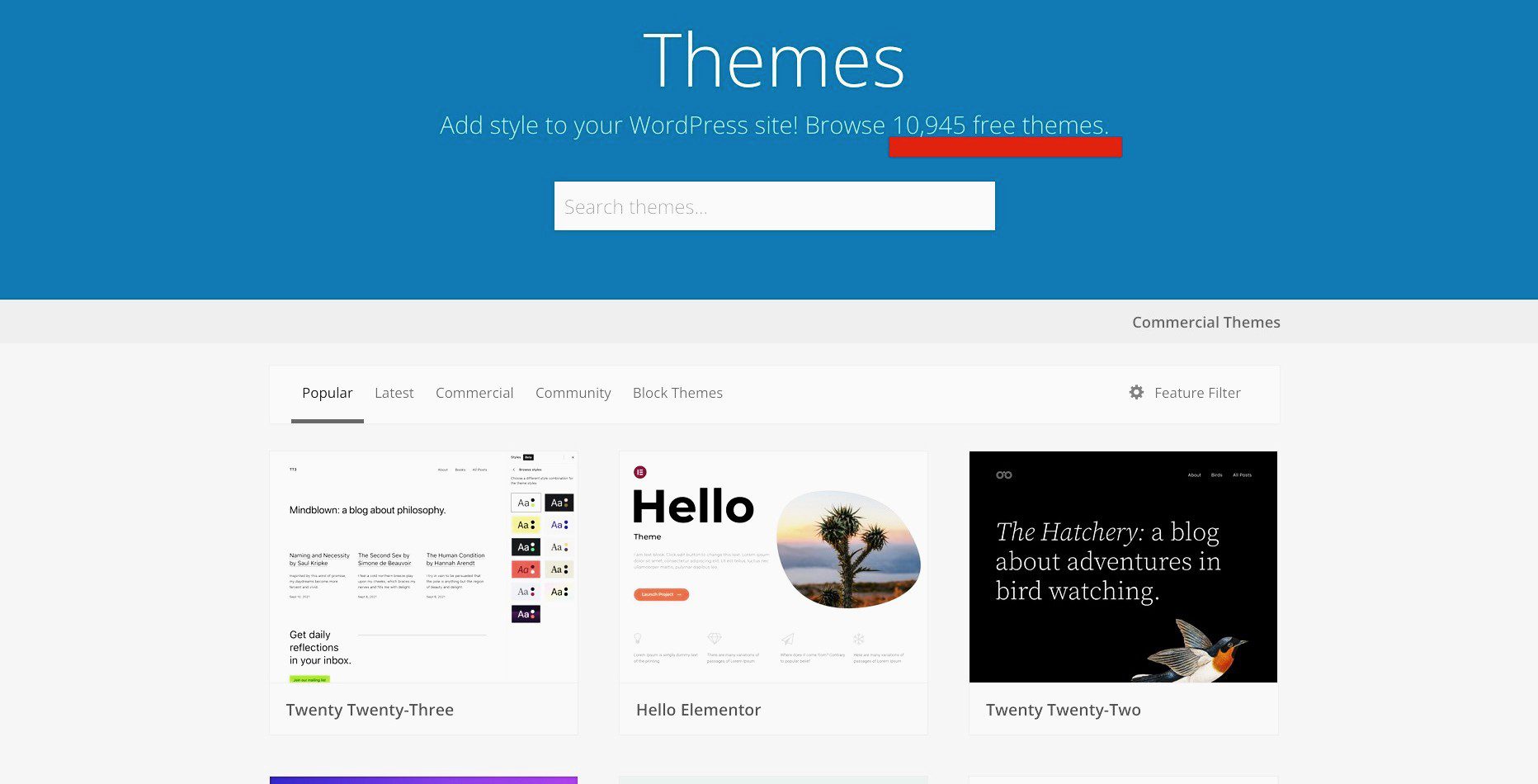 The WordPress theme repository has over 12.000 free themes in its list that you can select from.
